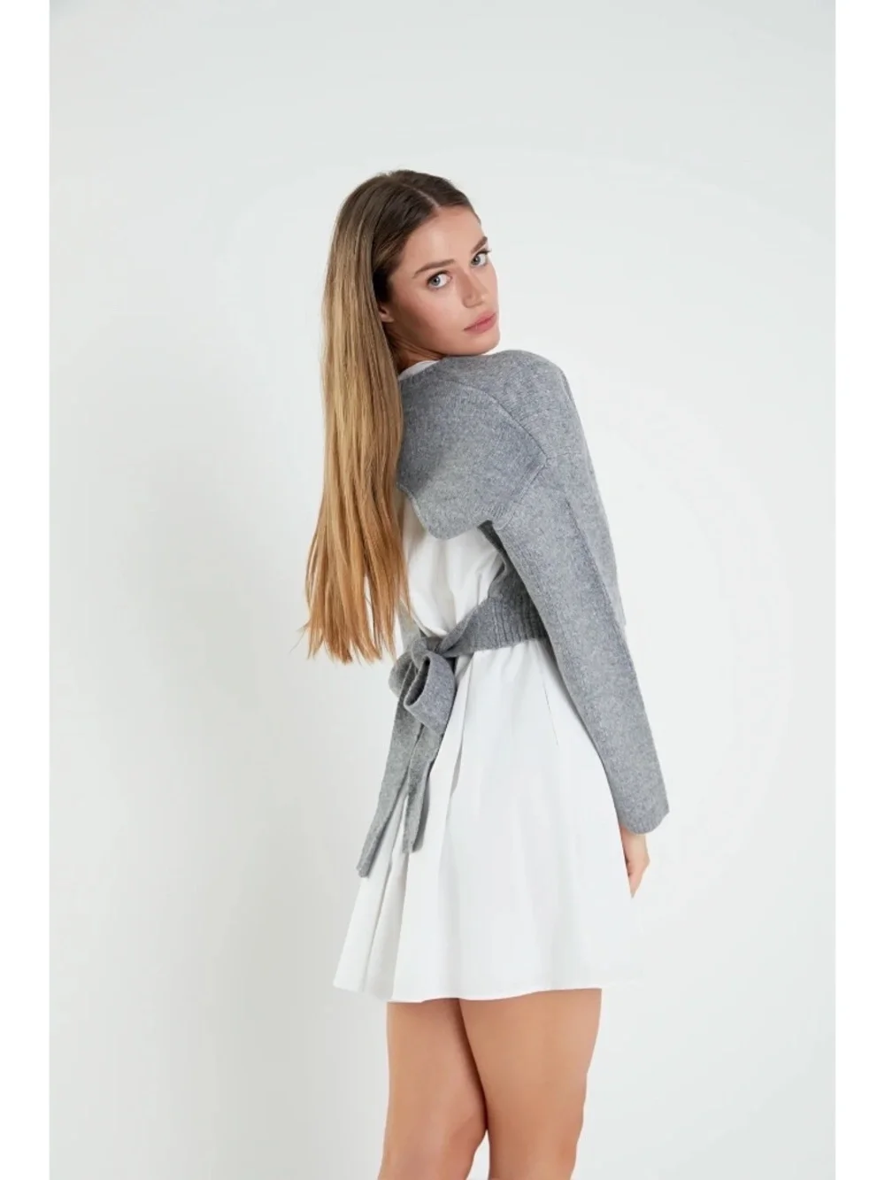 english factory sweater with poplin mini dress English Factory